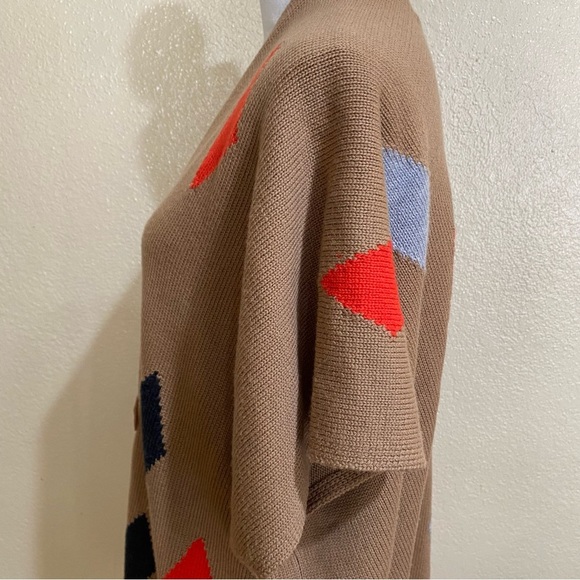 Trina Turk Merino Wool Diamond Print Poncho - Picture 6 of 9